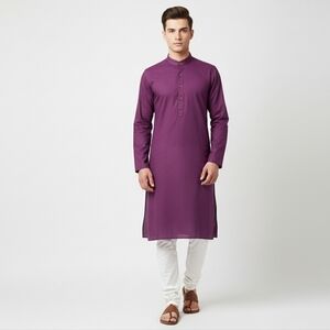 Purple Long Sleeve Men's Kurta - Indian Pakistani